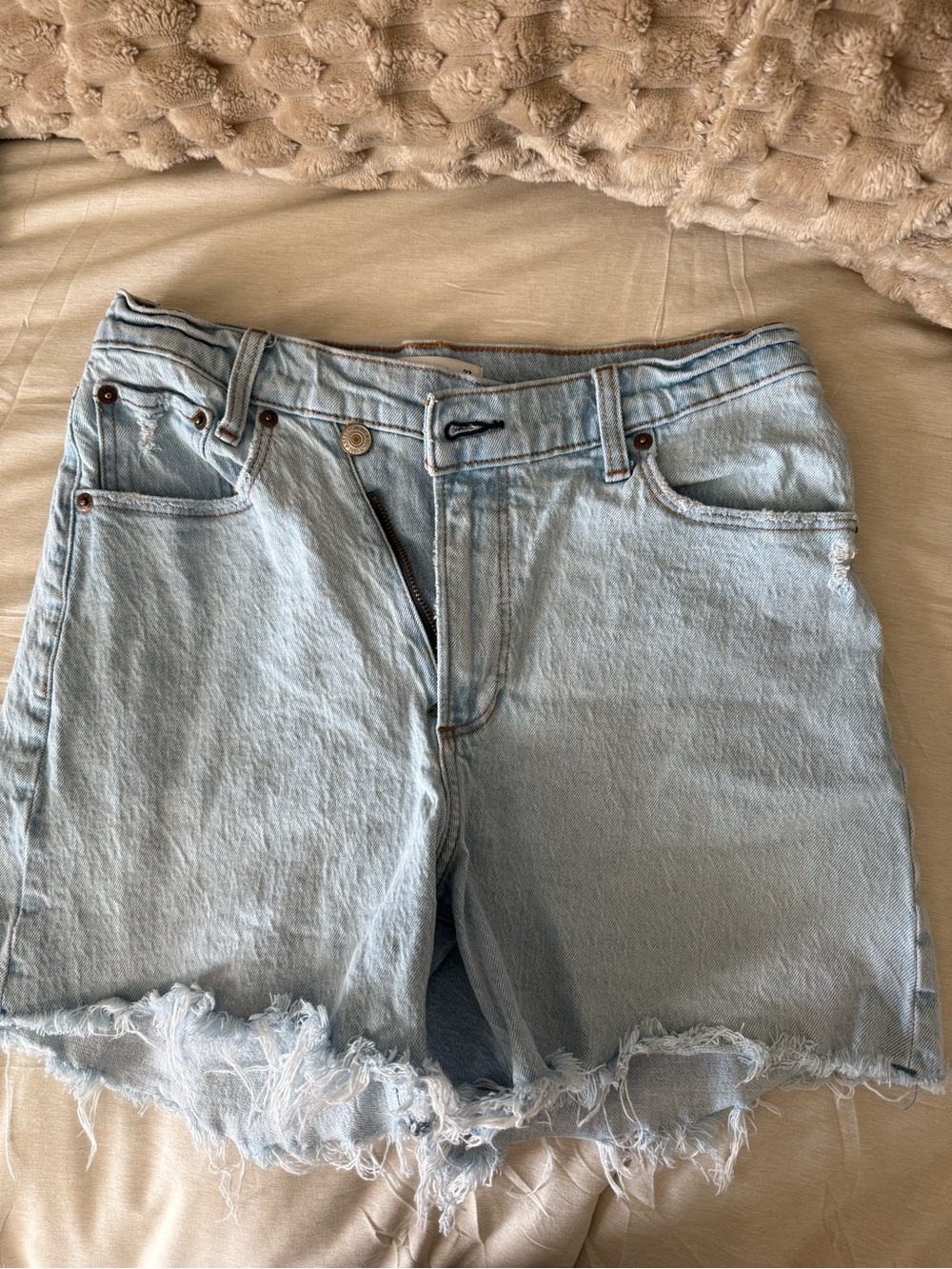 Abercrombie & Fitch Light Blue Distressed Denim Cutoff Shorts